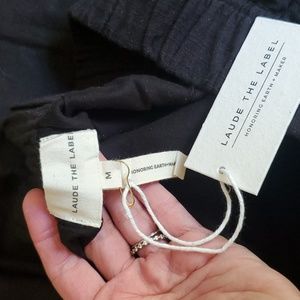 Laude The Label Everyday Crop Pant Wide Leg Organic Cotton In Black Size M